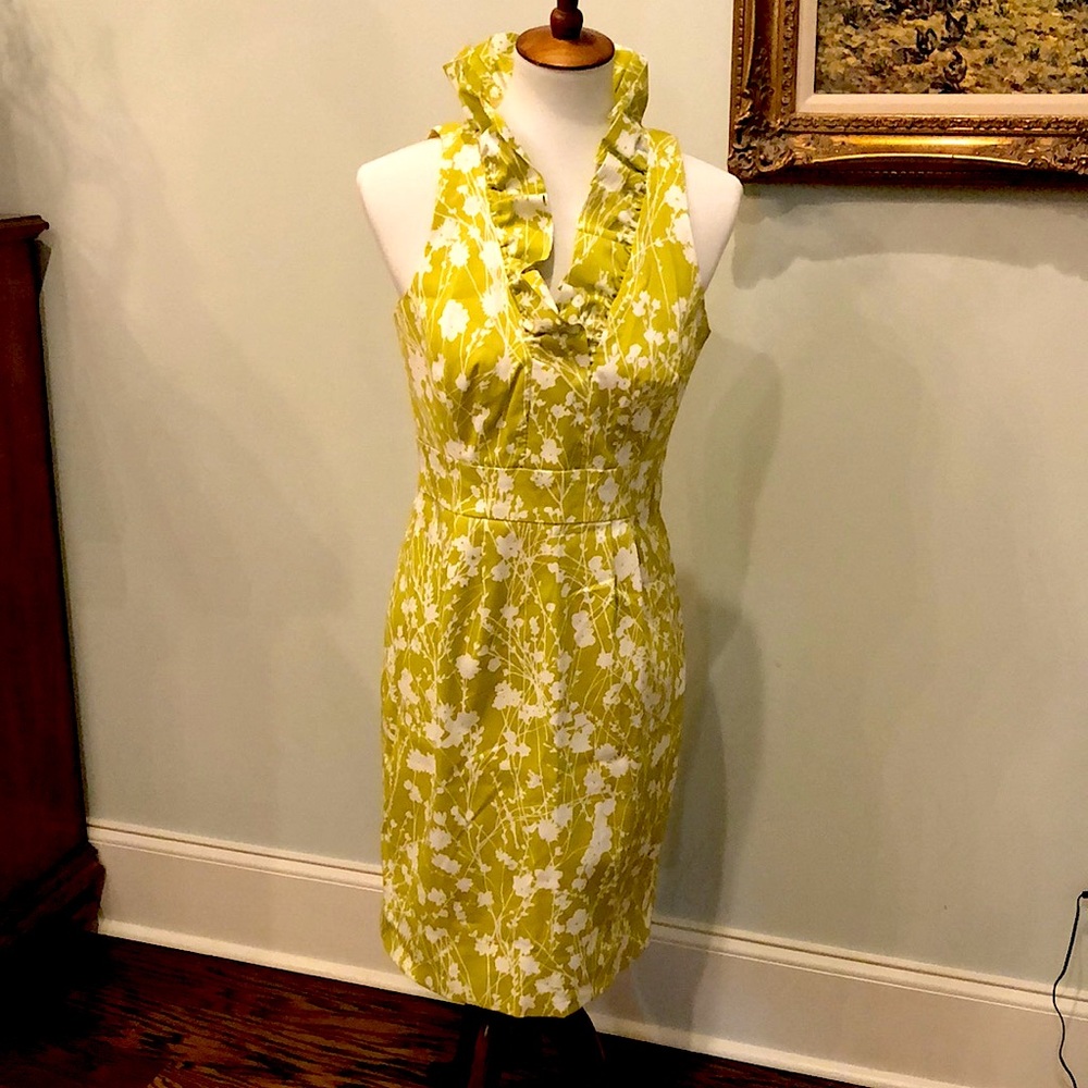 Taylor chartreuse and white dress size 6